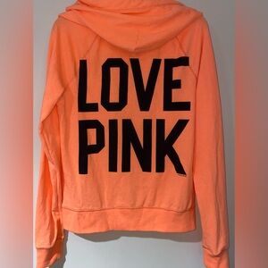 New vintage Victoria’s Secret PINK hoodie full zip neon orange PINK sweatshirt